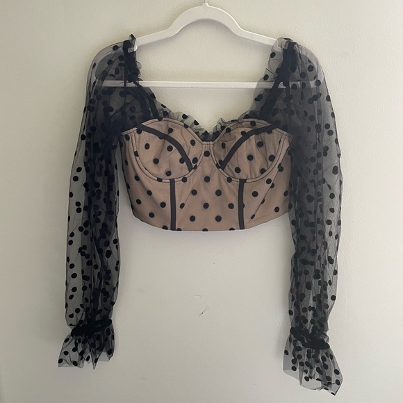 Runaway the Label Tops - Runaway the Label Long Sleeve Cropped Bustier Blouse
